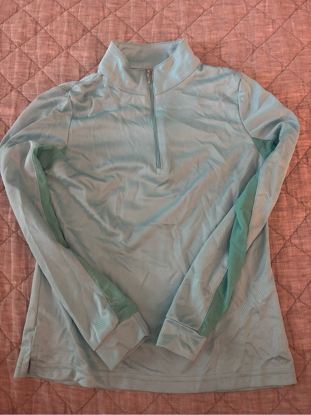 Ovation Horse Back Riding Brand Kids Long-Sleeve Quarter-Zip Top - Light Blue